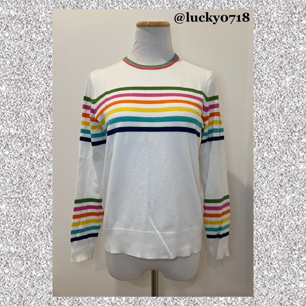 Chee-Cho for YAL New York NWOT White and Pastel Striped Sweater Sz S